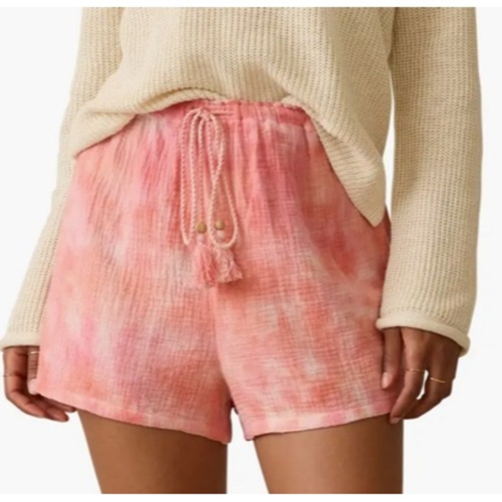 Faherty NWT Dune Cotton Gauze Shorts Dye Pink XXS Boho Beachy Coastal Summer